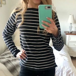 Uniqlo Striped Boat Neck Long Sleeve T-Shirt